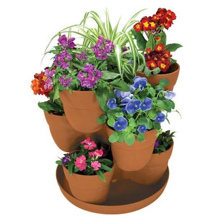 Emsco Group Bloomers Flower Tower 3-Tier Set - Terra Cotta 2381-1
